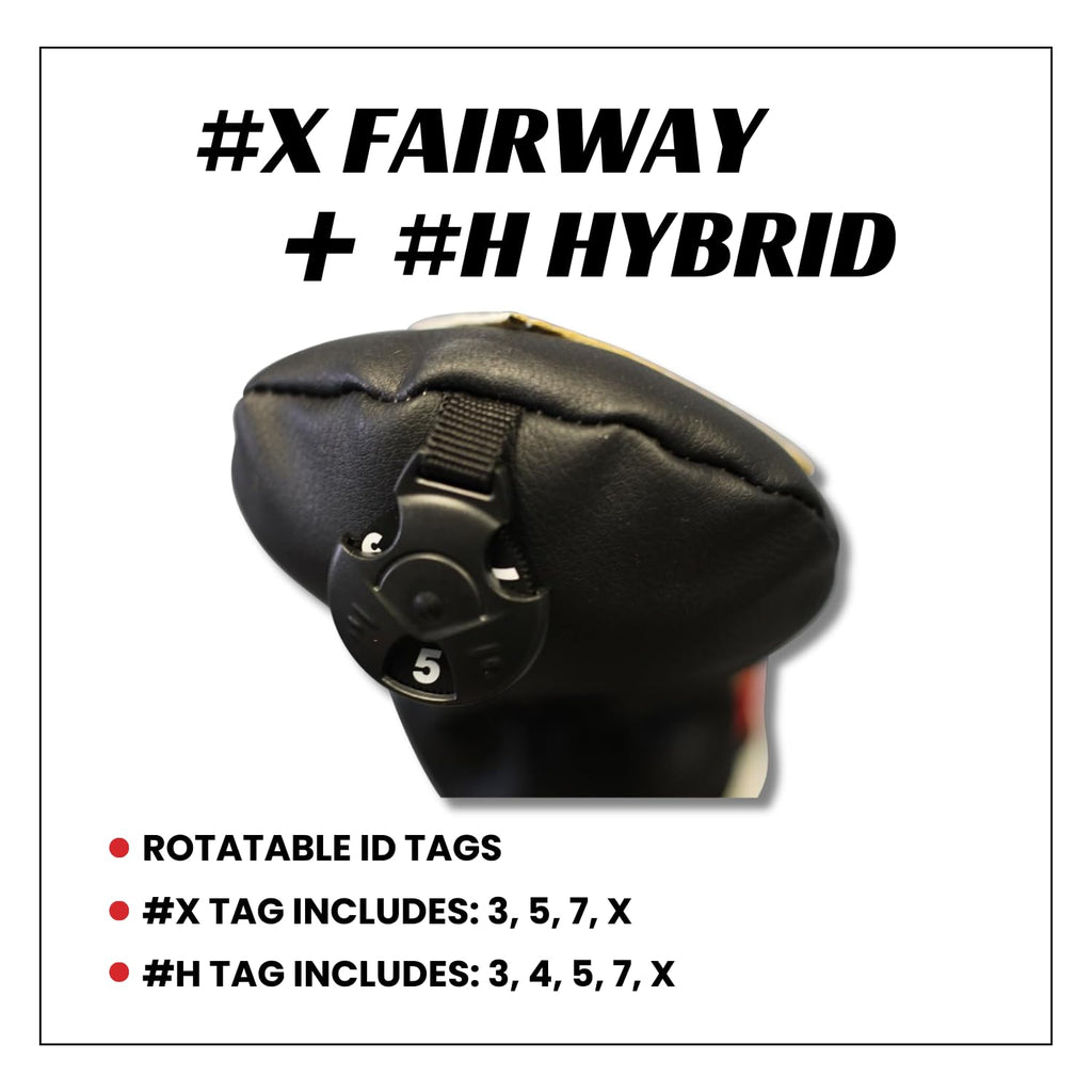 Majek Retro Golf Headcovers White Red And Black Vintage Leather Style 1 3 5 X H Driver Fairway And Hybrid Head Covers Fits 460Cc