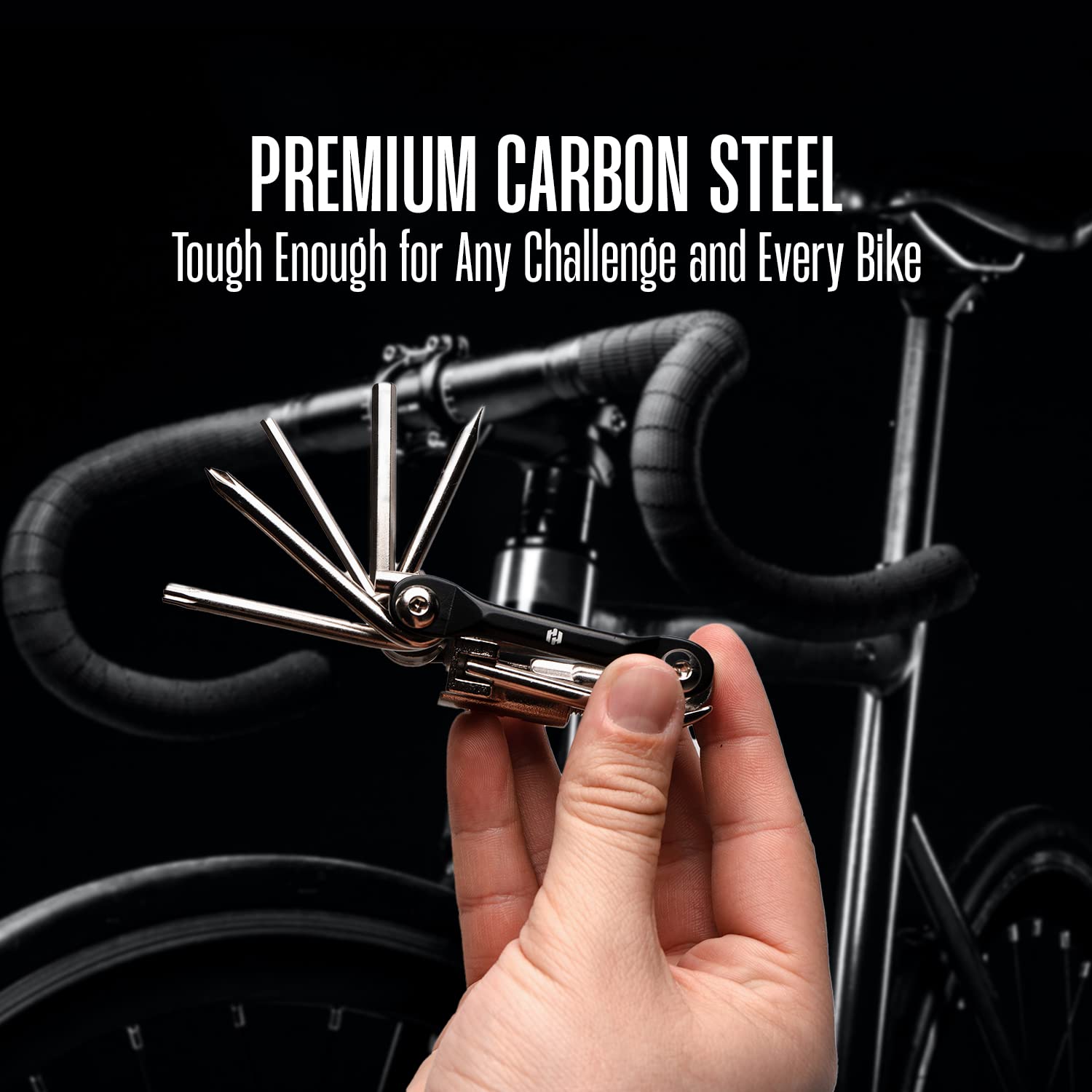 Bike Multitool - Bike Tool Kit -12 In 1 Lightweight Stainless Steel Bicycle Multi Tool - Safety Locking, Survival Gear With Hex