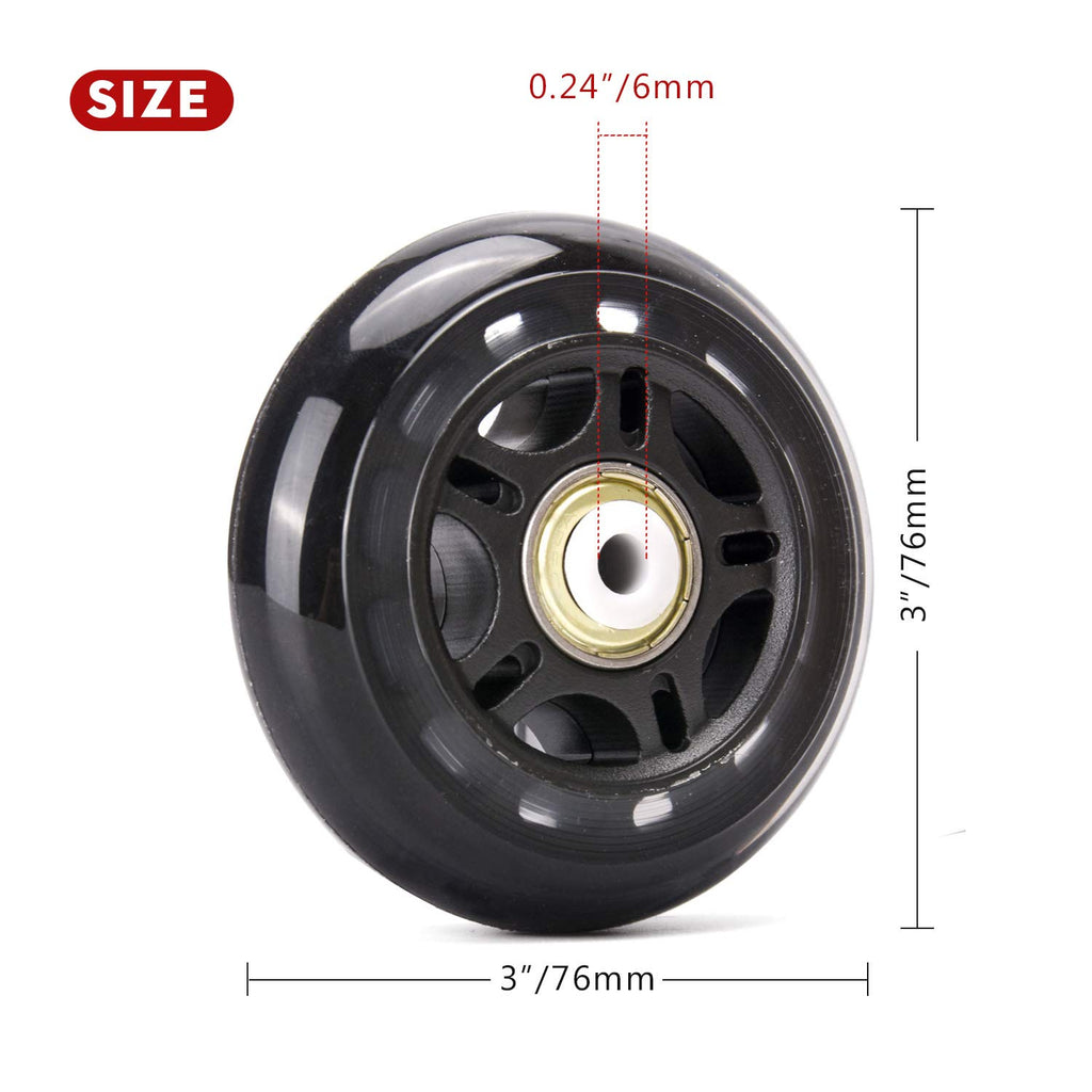 Tobwolf 8 Pack 64Mm 82A Indoor Inline Skate Replacement Wheels, Indoor Skating Wheels With Abec-7 Bearings, Luggage Wheels, Trai