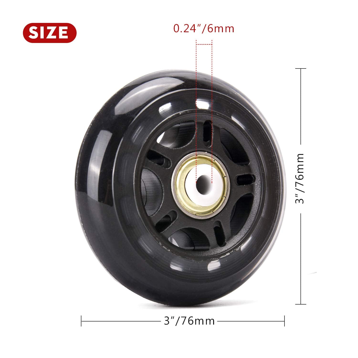 Tobwolf 8 Pack 64Mm 82A Indoor Inline Skate Replacement Wheels, Indoor Skating Wheels With Abec-7 Bearings, Luggage Wheels, Trai