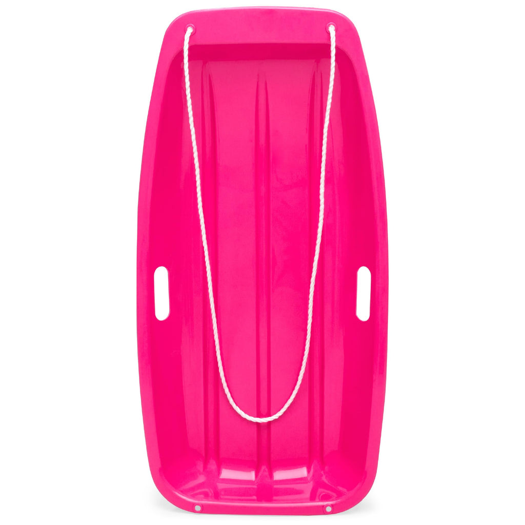 Best Choice Products 35In Kids Plastic Toboggan Snow Sled W/Pull Rope, 2 Handles - Pink