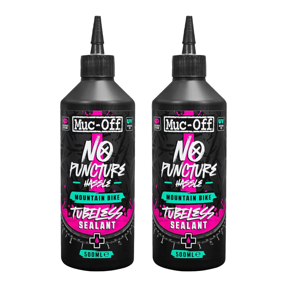 Muc-Off Tubeless Sealant 500ml (Pack of 2) | Super Lightweight Bike Tire Sealant | Seals Holes Up to 6mm | UV Dye + CO2 Compatib