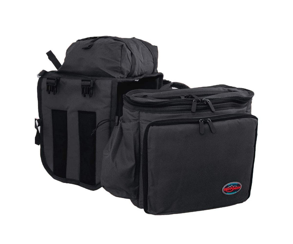 Reinsman Deluxe Insulated Leakproof Cooler Saddle Bag With Additional Cantle Bag And Straps, Black