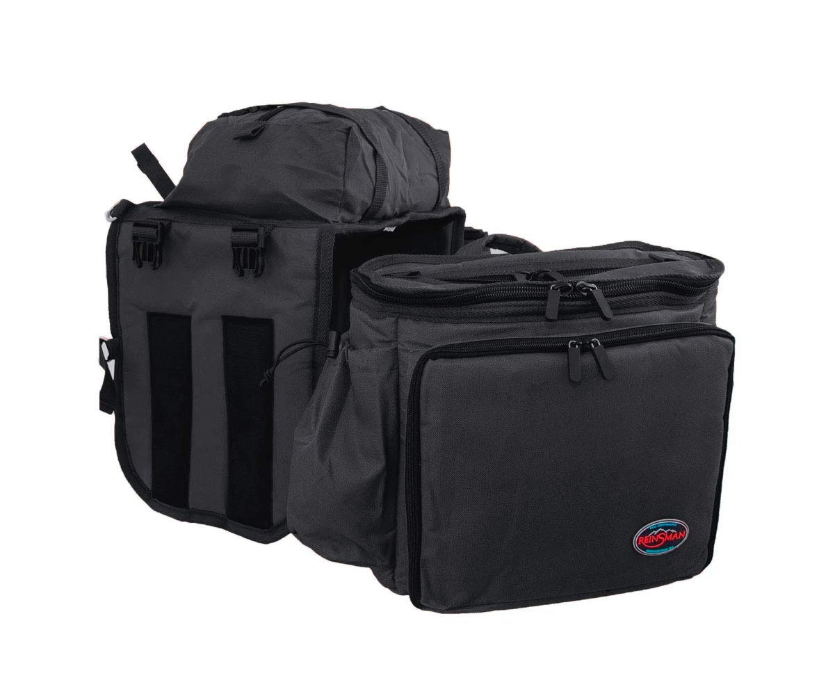 Reinsman Deluxe Insulated Leakproof Cooler Saddle Bag With Additional Cantle Bag And Straps, Black