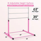 Safly Fun Gymnastics Bar For Kids Ages 3-15 For Home - Steady Steel Construction, Anti-Slip, Easy To Assemble, 3' To 5' Adjustab