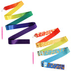 Savita 2Pcs Dance Ribbon, Love Heart Patterns & Gradient Dance Ribbon Gymnastics Dance Ribbon Streamer With Stick 78.7In Long Rh