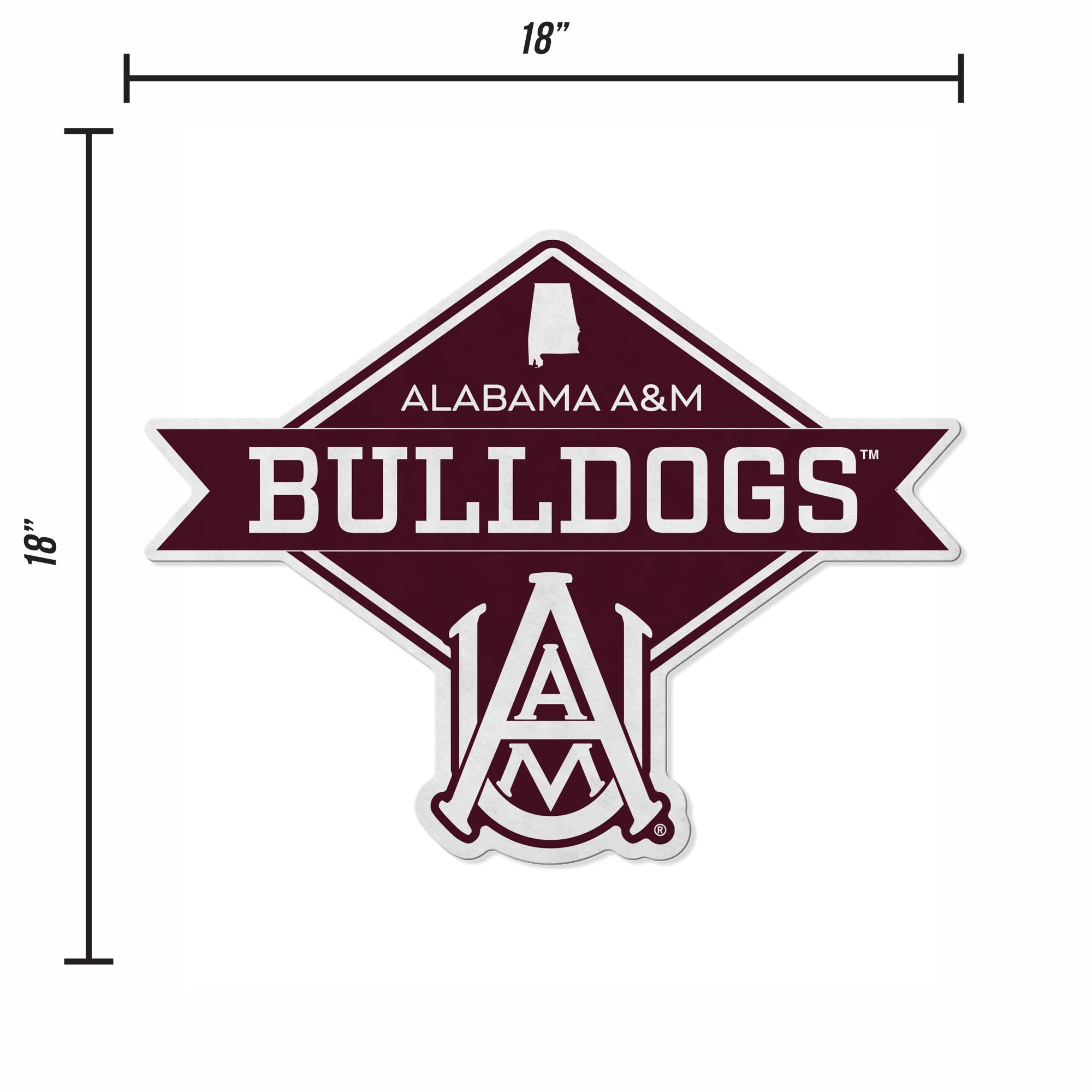 Rico Industries Ncaa Alabama A&M Bulldogs Diamond Shape Cut Pennant - Home And Living Room D  Cor - Soft Felt Ez To Hang 18X0.10