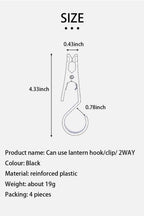 Omuky Light Hook Multifunctional Tent Canopy Clip Outdoor Camping Equipment Accessories Practical Clothespin 4Pcs (Black-4Pcs)