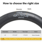 2-Pack 18'' Bike Tubes 18X1.75/2.125 Av33 Schrader Valve Compatible With 18 X 1.75 18 X1.90 18 X 1.95 18 X 2.0 18 X 2.10 18 X 2.