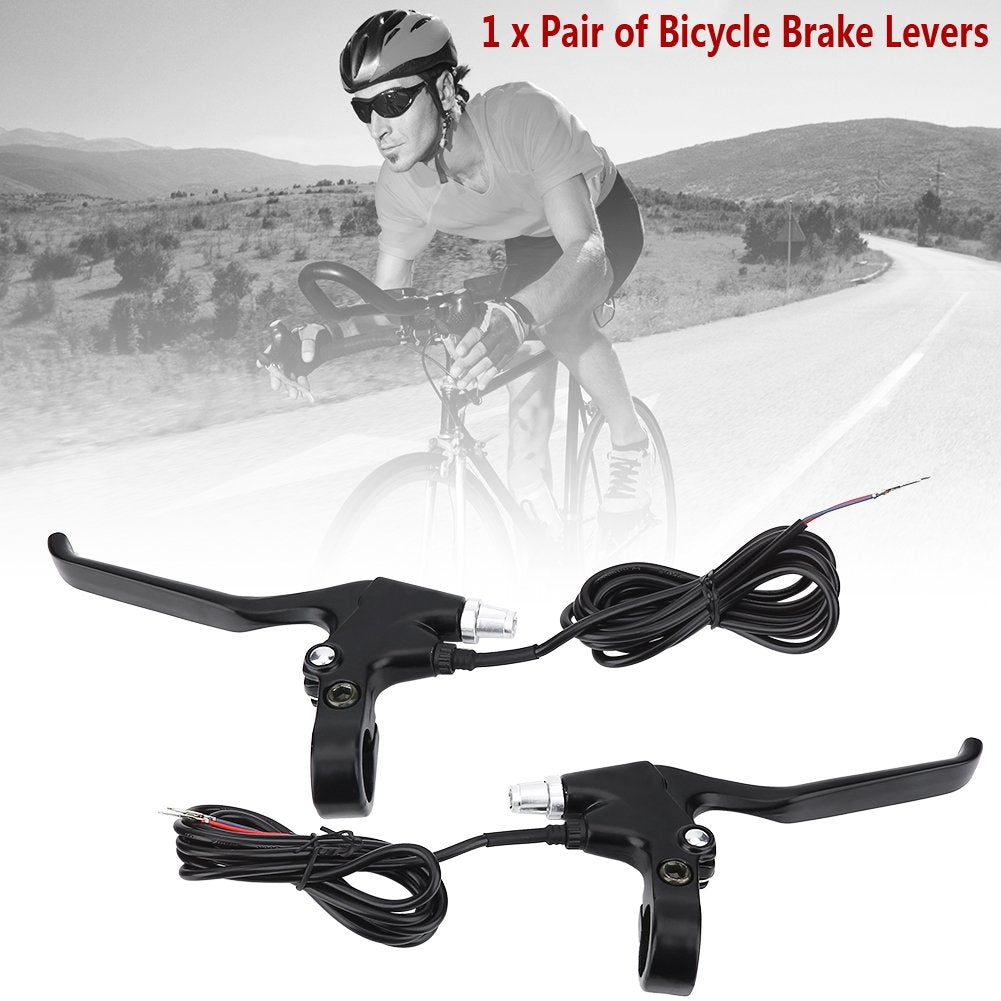 Diohce Bicycle Brakes Lever, 2 Wires Left & Right E-Bike Bicycle Electric Brake Lever Replacement Parts (1 Pair)