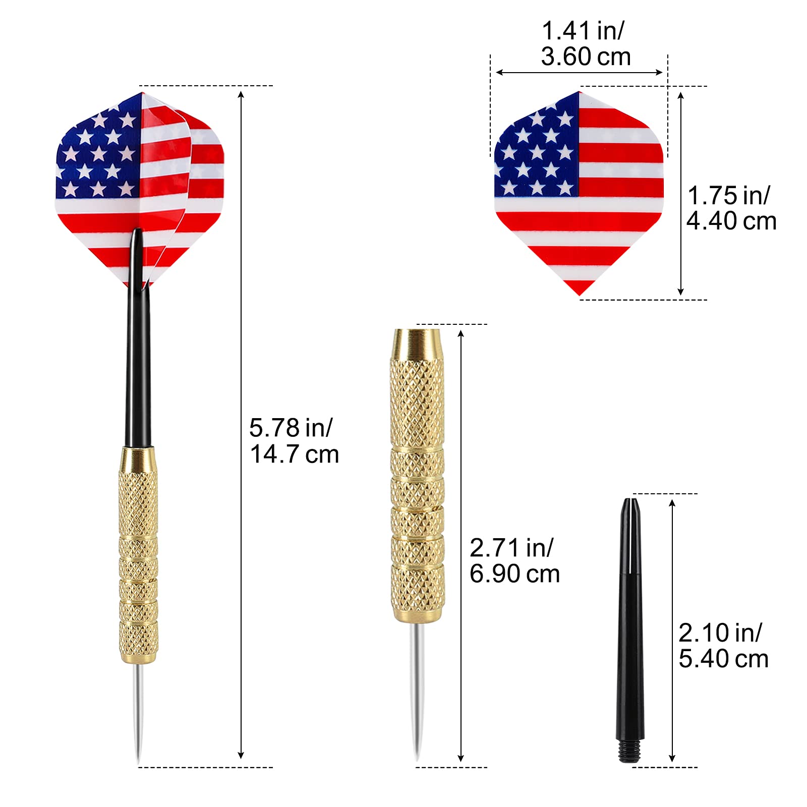 Accmor 12Pcs Steel Tip Darts Set, 18 Grams Professional Metal Darts, Metal Tip Darts With 4 Extra Nylon Shafts, 4 Extra Flights