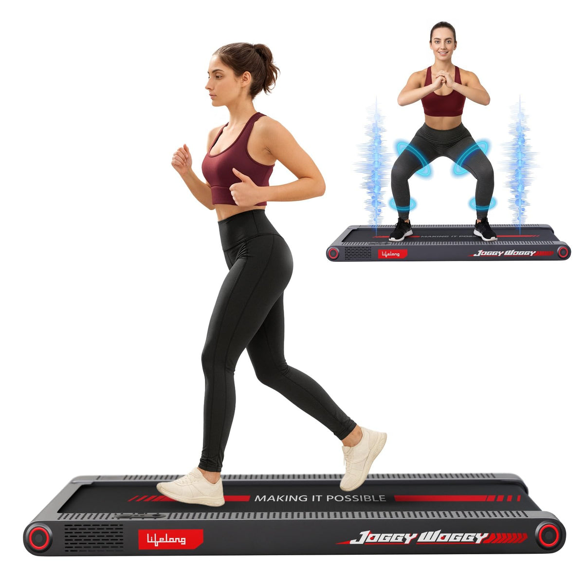 Lifelong Walking Pad Treadmill For Home| 4 Hp Peak Motorised Treadmill With Vibration Plate | 3In1 Function With Walking, Jogg