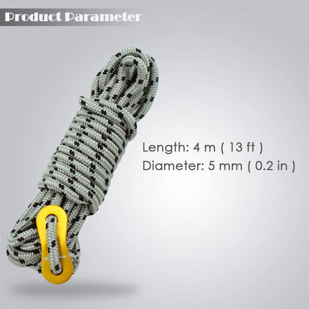 Geertop 5 Mm Camping Tent Guylines With Aluminum Adjuster Tensioner Ultralight Tent Cords For Camp Tent Tarp, Canopy Shelter, Ca