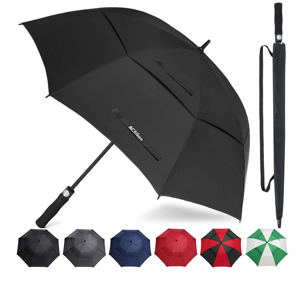 Aceiken Golf Umbrella Windproof Large 62 Inch, Double Canopy Vented, Automatic Open, Extra Large Oversized,Sun Protection Ultra 