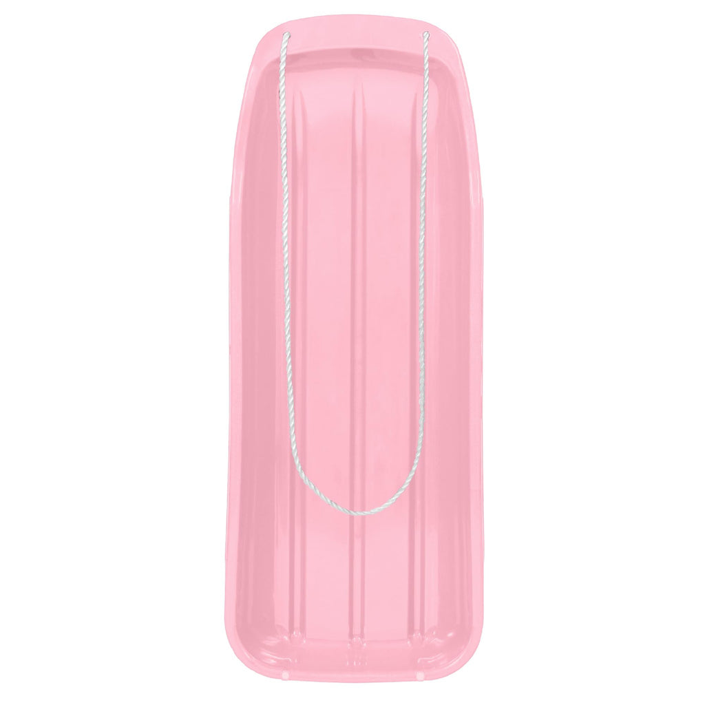 Best Choice Products 48In Kids Plastic Toboggan Snow Sled W/Pull Rope - Light Pink