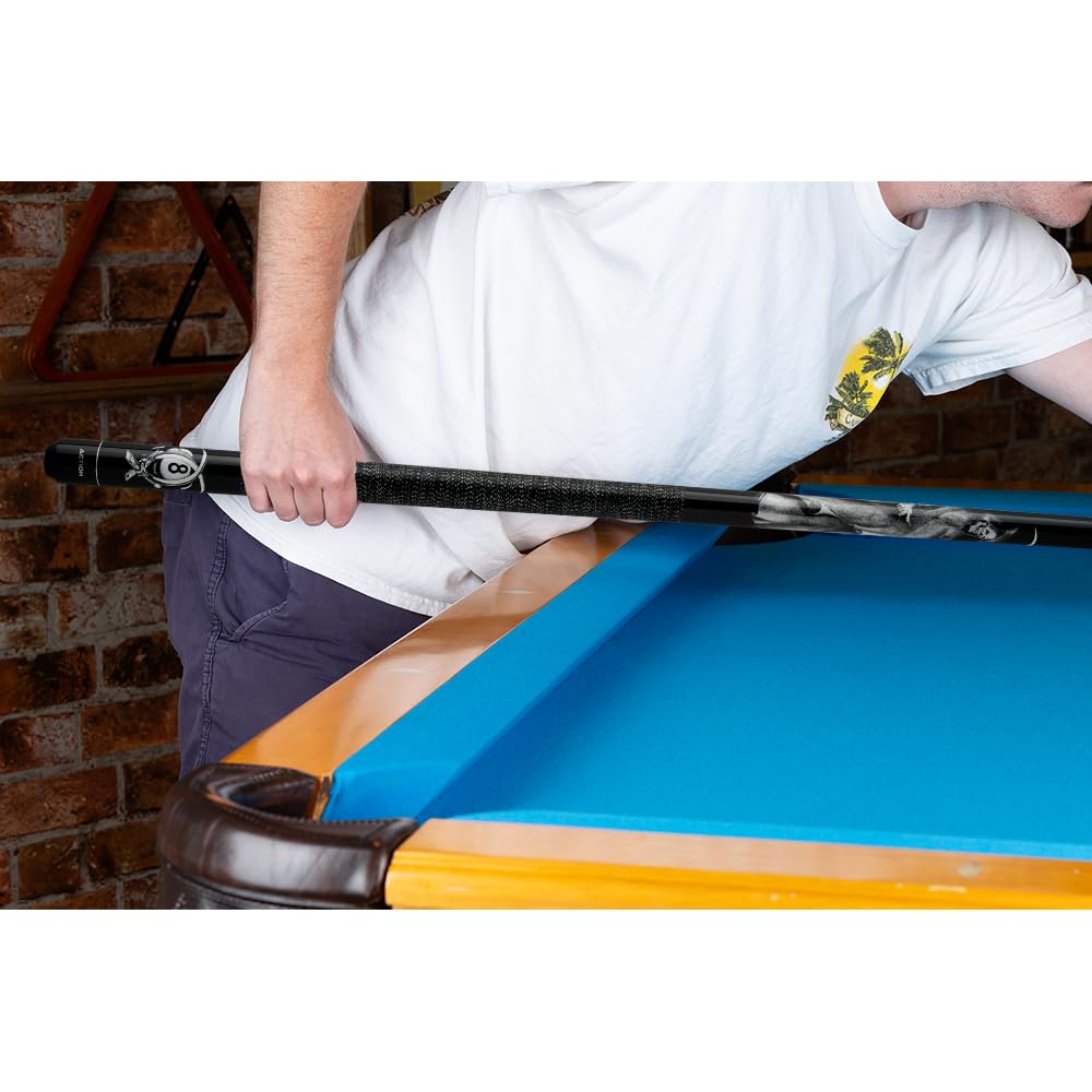 Action Adventure Billiards Pool Cue Stick - Black Reaper - 18Oz