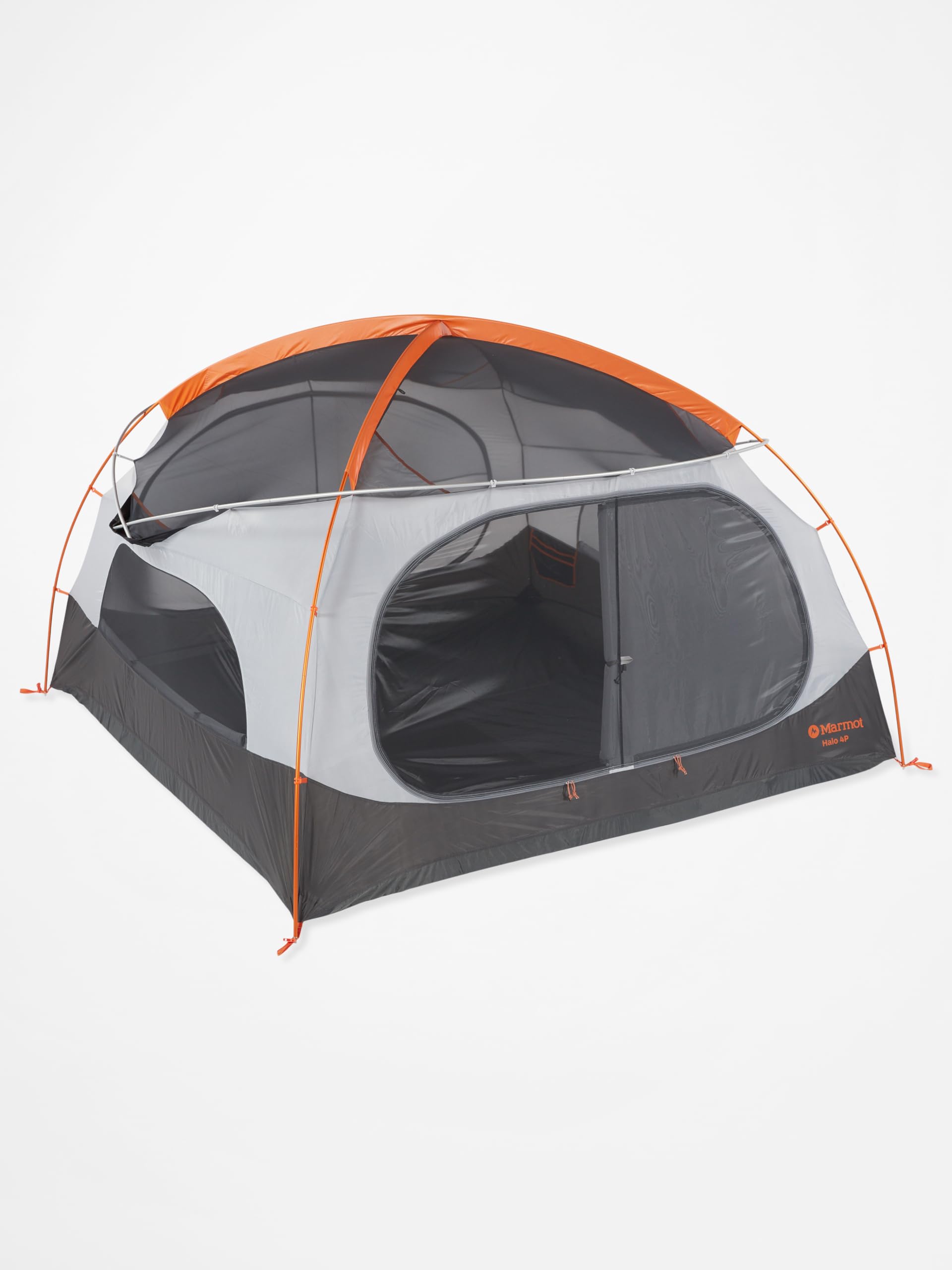 Marmot Halo 4 Person Tent, 4-Season Camping, 4-Poster Bed, Large Front Vestibule, Zip Open/Close Canopy, Pole Sleeve-Clip Combo,