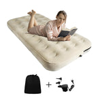 Miyuexin Twin Air Mattress With Fast Inflating Pump, Blow Up Mattress Of Wave Flocked Top, Durable Air Bed For Home, Camping & G