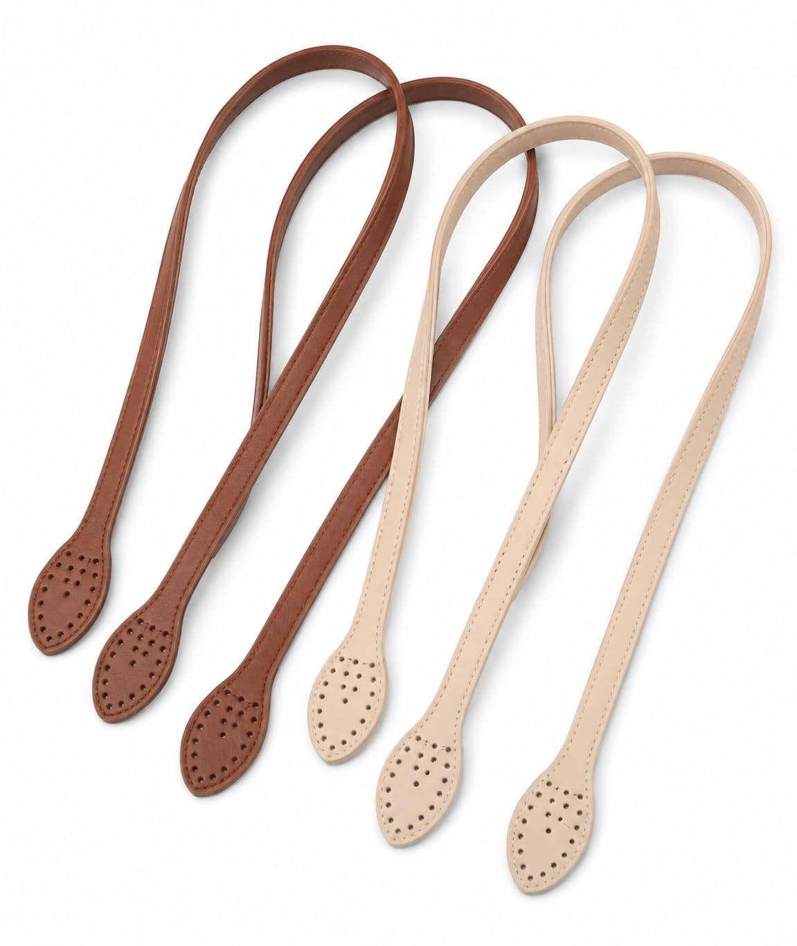 4PCS Bag Handles for Bag Making, DIY Crafting and Bag Repair Solutions, Bag Straps Set with 2 Brown and 2 Beige Handles, Ideal f