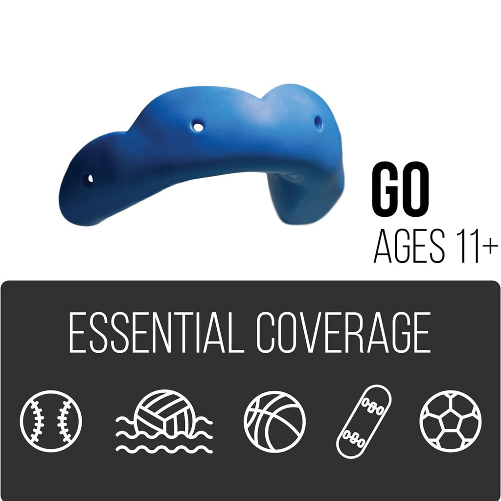 Sisu Go Minimalist Sports Mouth Guard For Basketball, Soccer, -Baseball, Custom Fit For Youthadults, Charcoal Black