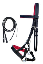 Challenger Horse Western Cob Leather Training Tack Bitless Sidepull Bridle W/Reins 7711Pk-C