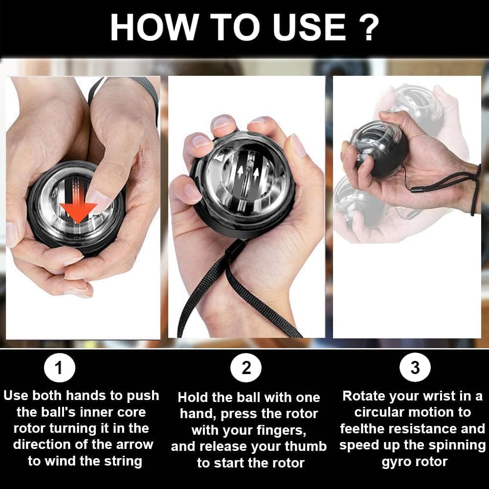 PYSUG Wrist Power Gyro Ball with Counter, Curaball Torque Ball Hand Exerciser for Grip Strength Arm Trainer Chest Workout Equipm