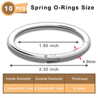 10Pack 2 Large Round Carabiner Clips, Metal Spring O Rings for Organizer Key Rings, Paracord Keychain Lanyard, Pet Chains, Purse