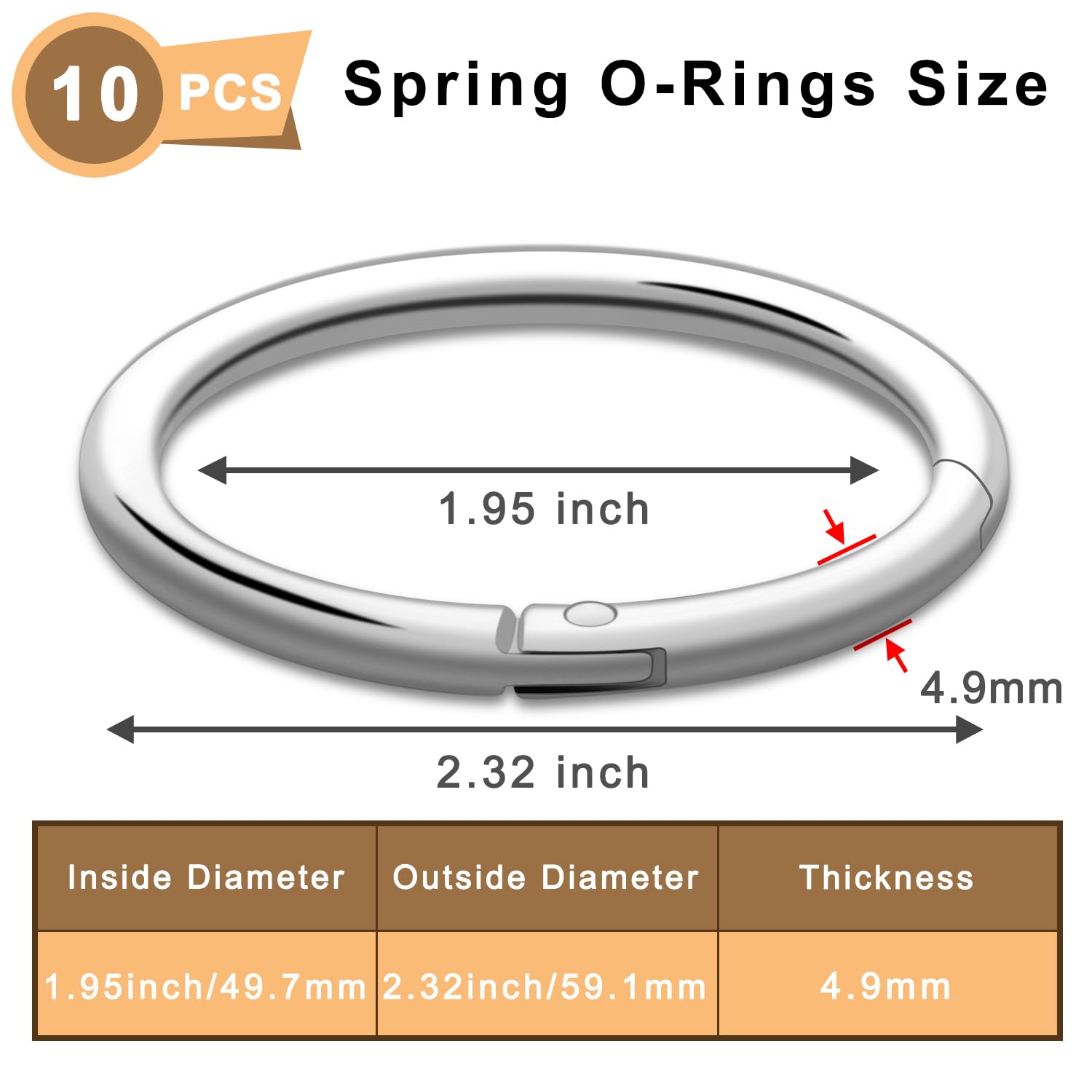 10Pack 2 Large Round Carabiner Clips, Metal Spring O Rings for Organizer Key Rings, Paracord Keychain Lanyard, Pet Chains, Purse