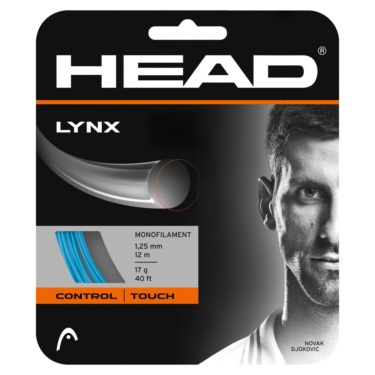 HEAD Lynx Tennis Racket String 40 Set - 16 Gauge Monofilament Racquet String, Blue