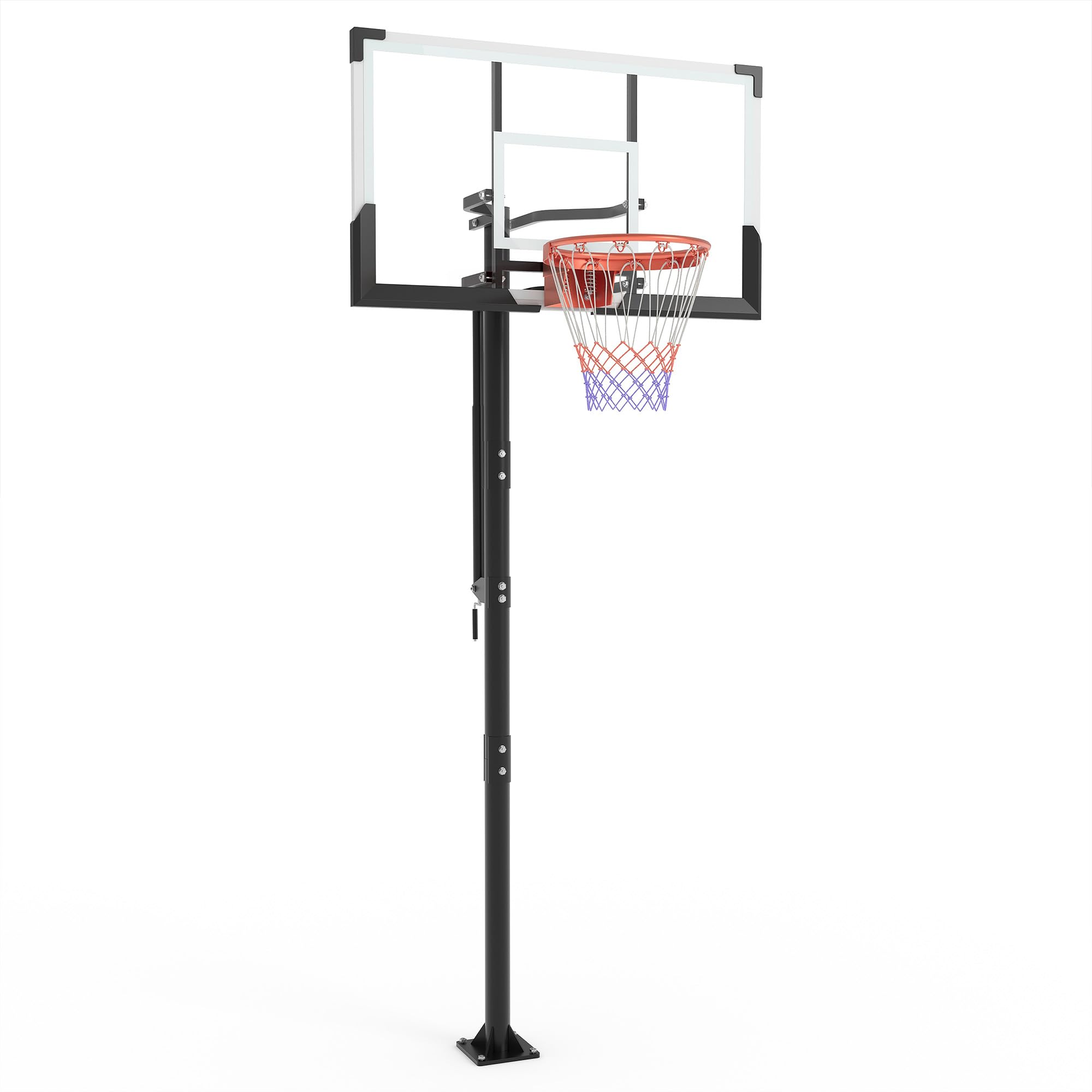 Garvee 54 Inch In Ground Basketball Hoop Outdoor 7.7-10FT Adjustable Height with Crank, in-Gound Basketball Goal System with Sha