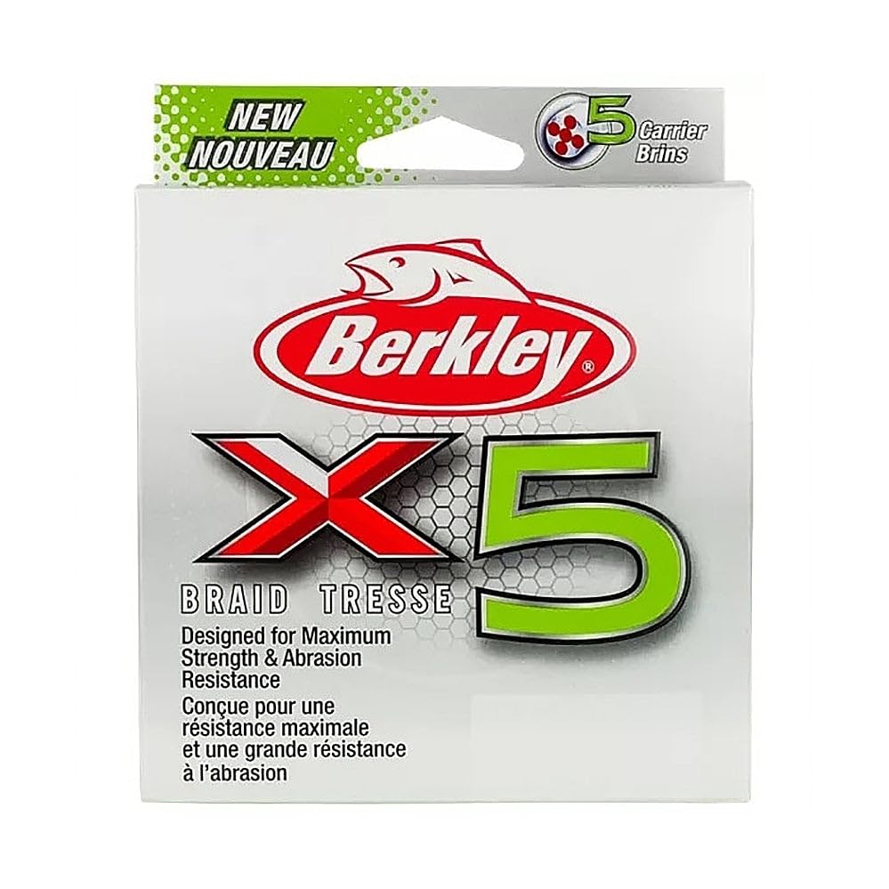 Berkley X5 Braid Superline, Low-Vis Green, 10-Pound Break Strength, 328Yd Fishing Line, Suitable For Freshwater And Saltwater En
