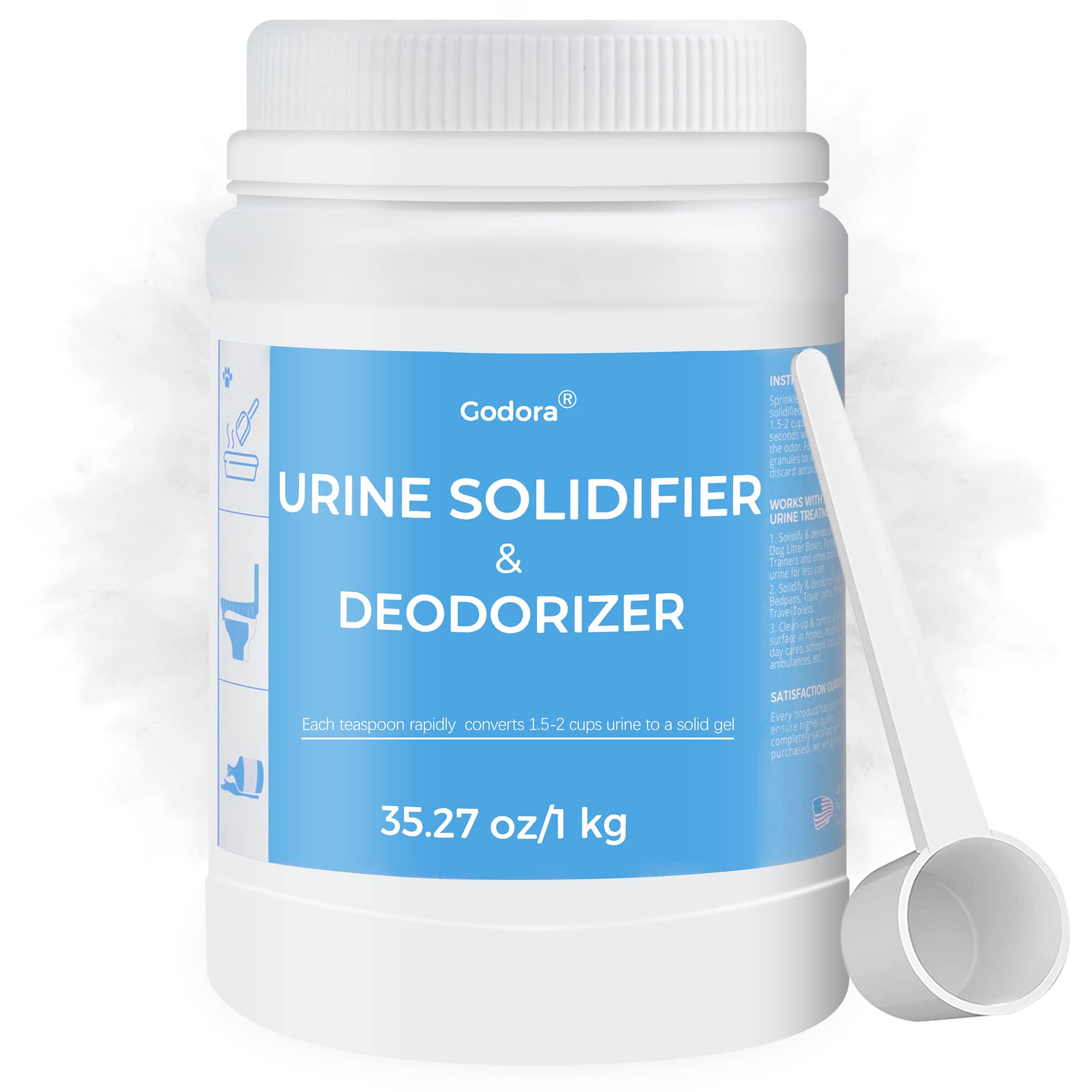 Godora 2.2Lb Eco-Friendly Toilet Urine Powder With Spoon, Fast-Absorbing Camping Toilet Chemicals, Rapidly Biodegradable Eco Gel