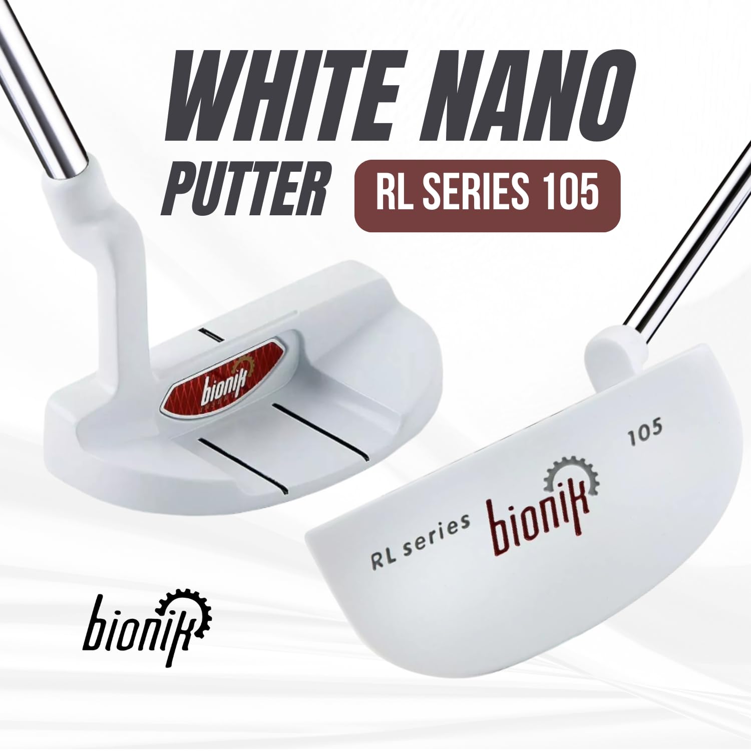 Bionik 105 Nano White Golf Putter Right Handed Semi Mallet Style With Alignment Line Up Hand Tool 32 Inches Petite Ladys Perfect