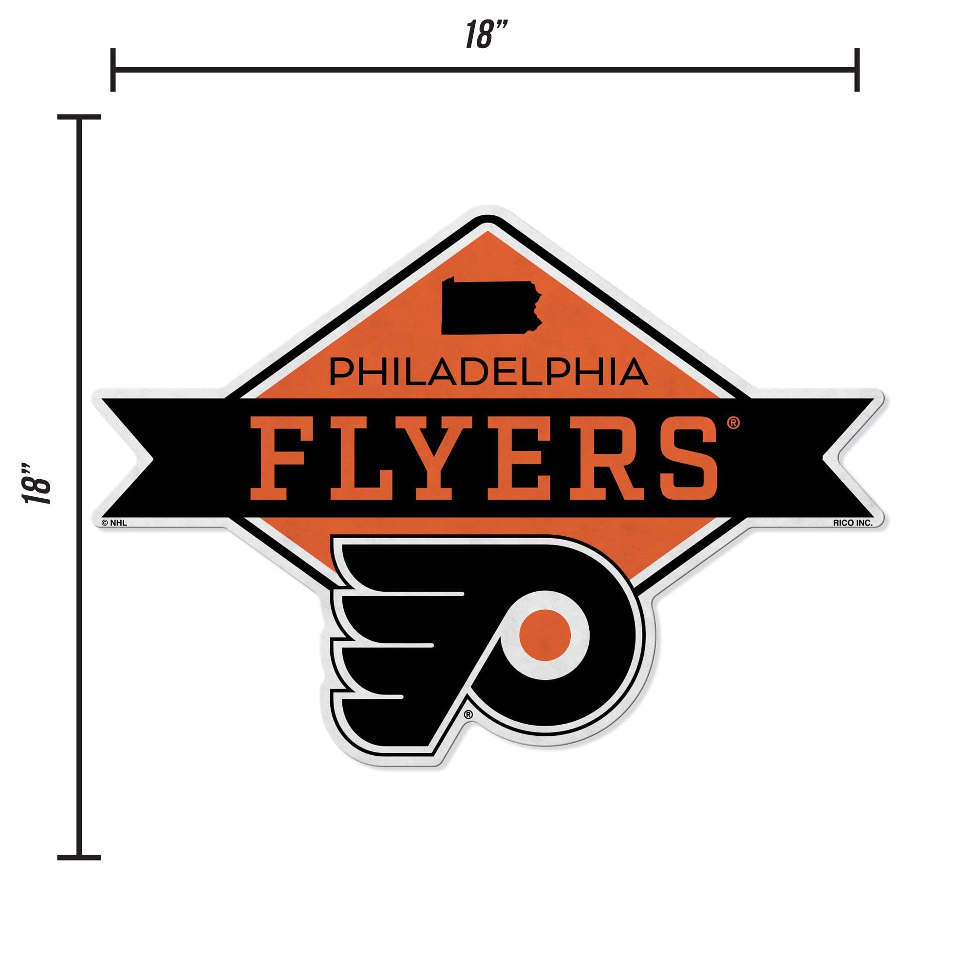 Rico Industries Nhl Philadelphia Flyers Diamond Shape Cut Pennant - Home And Living Room D  Cor - Soft Felt Ez To Hang