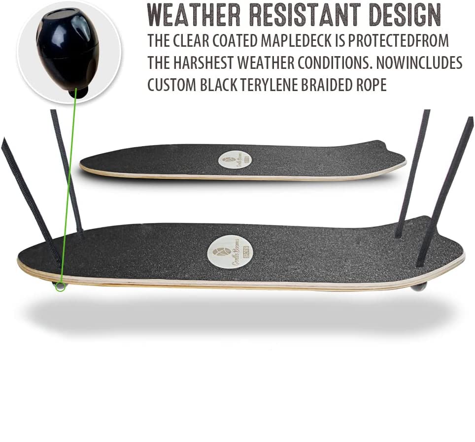 Gentle Booms Sports Skateboard Swing, 29.7  9.5 Inch Large Stand Up Surf Swing With Adjustable Handle, Up To 660 Pounds Weight C