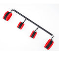 Heavy Duty Stainless Steel Expandable Black Spreader Bar with 4pcs Furry Red Detachable Adjustable Straps,Workout Bar for Home I