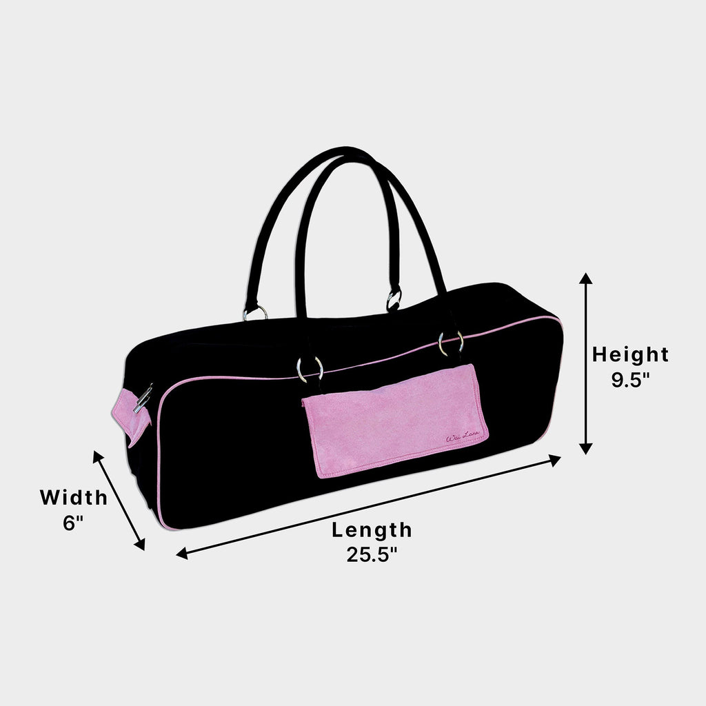 Wai Lana Yoga Urban Bag With Two-Way Zipper And Multi-Functional Storage Pockets (Black With Pink)