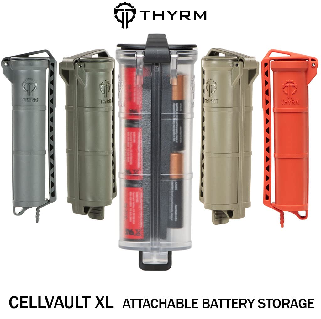 Thyrm Cellvault Xl Battery Storage (Olive Drab) Case For Aa, Aaa, Cr123, 18650 Batteries, Survival Gear, Made In Usa