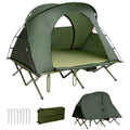 Tangkula 2-Person Tent Cot, 4-in-1 Folding with Waterproof Rainfly, Self-Inflating Mattress & Roller Carrying Bag, Portable Off 