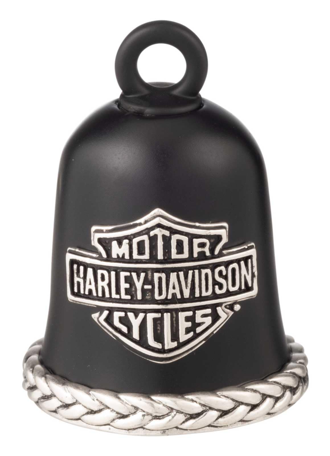 Harley-Davidson Embossed Bar & Shield Logo Ride Bell with Braided Base, Black