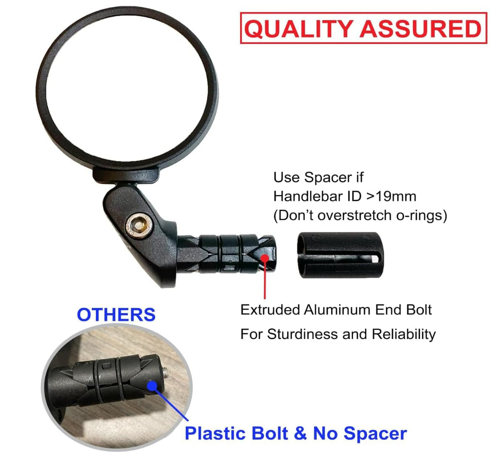 Hafny Bar End Bike Mirror, Stainless Steel Lens, Safe Rearview Mirror (Black 62 Diameter * 2Pcs)