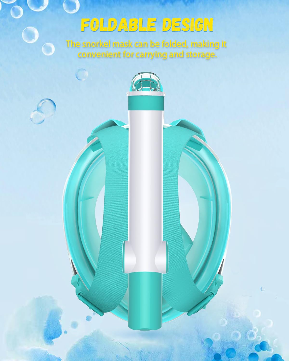 Wstoo Snorkeling Gear For Kids With Latest Dry Top Breathing System,Fold 180 Degree Panoramic View Kids Full Face Snorkel Mask A