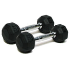 Spri Dumbbells Hand Weights Set Of 2-12 Lb Rubber Hex Chrome Handle Exercise & Fitness Dumbbell For Home Gym Equipment Workouts 