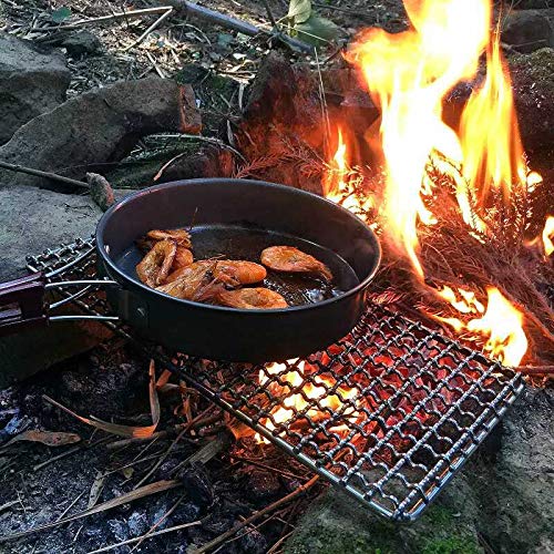 Rayeeley 2-Pack Stainless Steel Mesh Camping Grill, Bushcraft Grills Backpacker Barbecue Grills, Campfire Cooking Bbq Grate, Hig