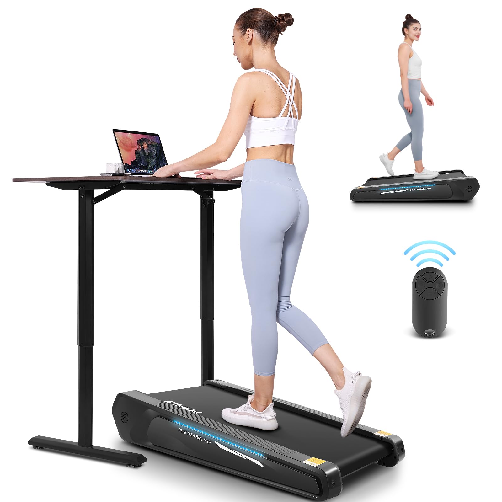Funmily Walking Pad Treadmill With 5% Incline, 2.5Hp Smallest Under Desk Treadmill For Home Office, Compact Walking Treadmills 3