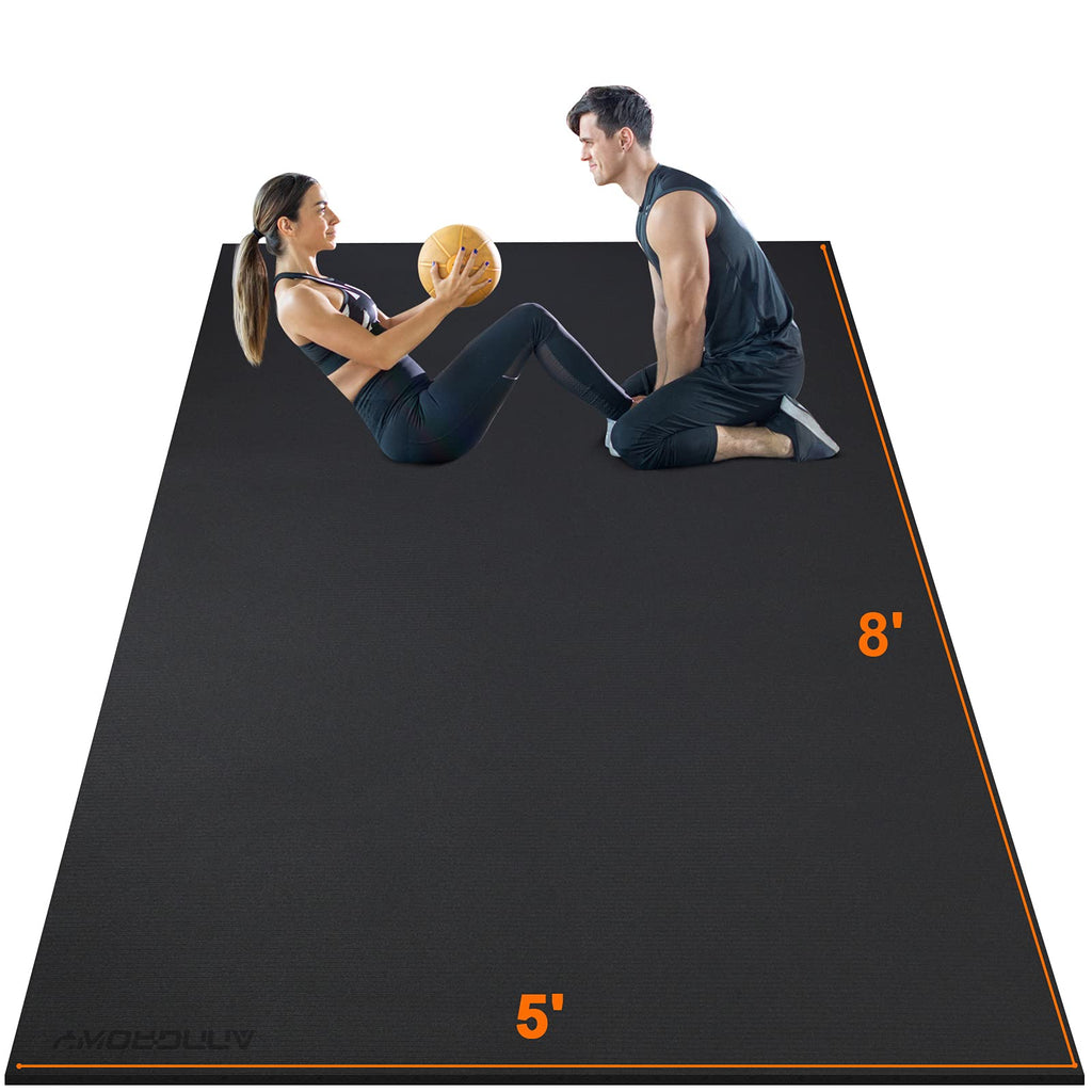 Anngrowy Large Exercise Mat 8'X5'X7Mm Workout Mat For Home Gym Mats Exercise Gym Flooring Rubber Fitness Mat Large Yoga Mat Card