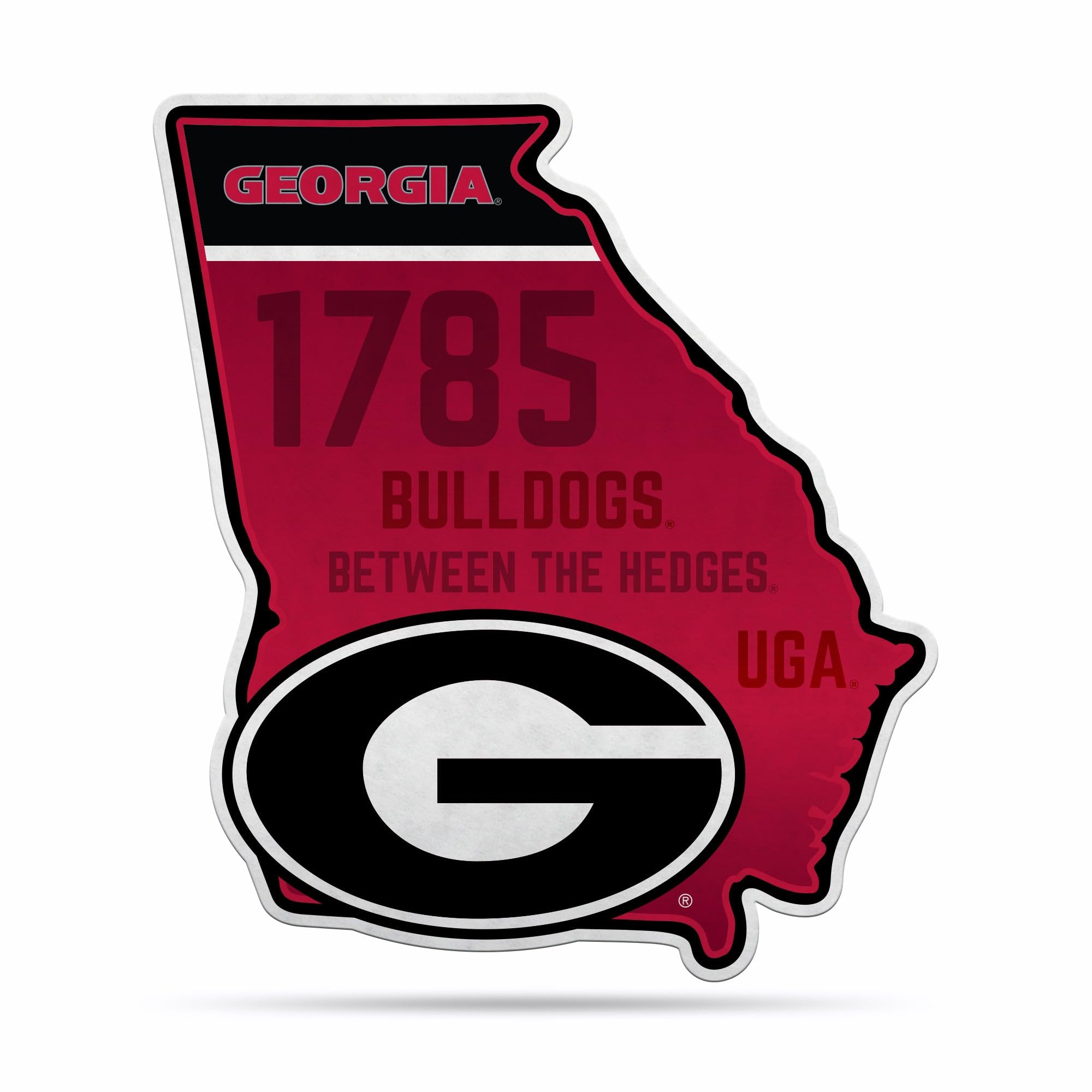Rico Industries Ncaa Georgia Bulldogs State Shape Shape Cut Pennant - Home And Living Room D  Cor - Soft Felt Ez To Hang