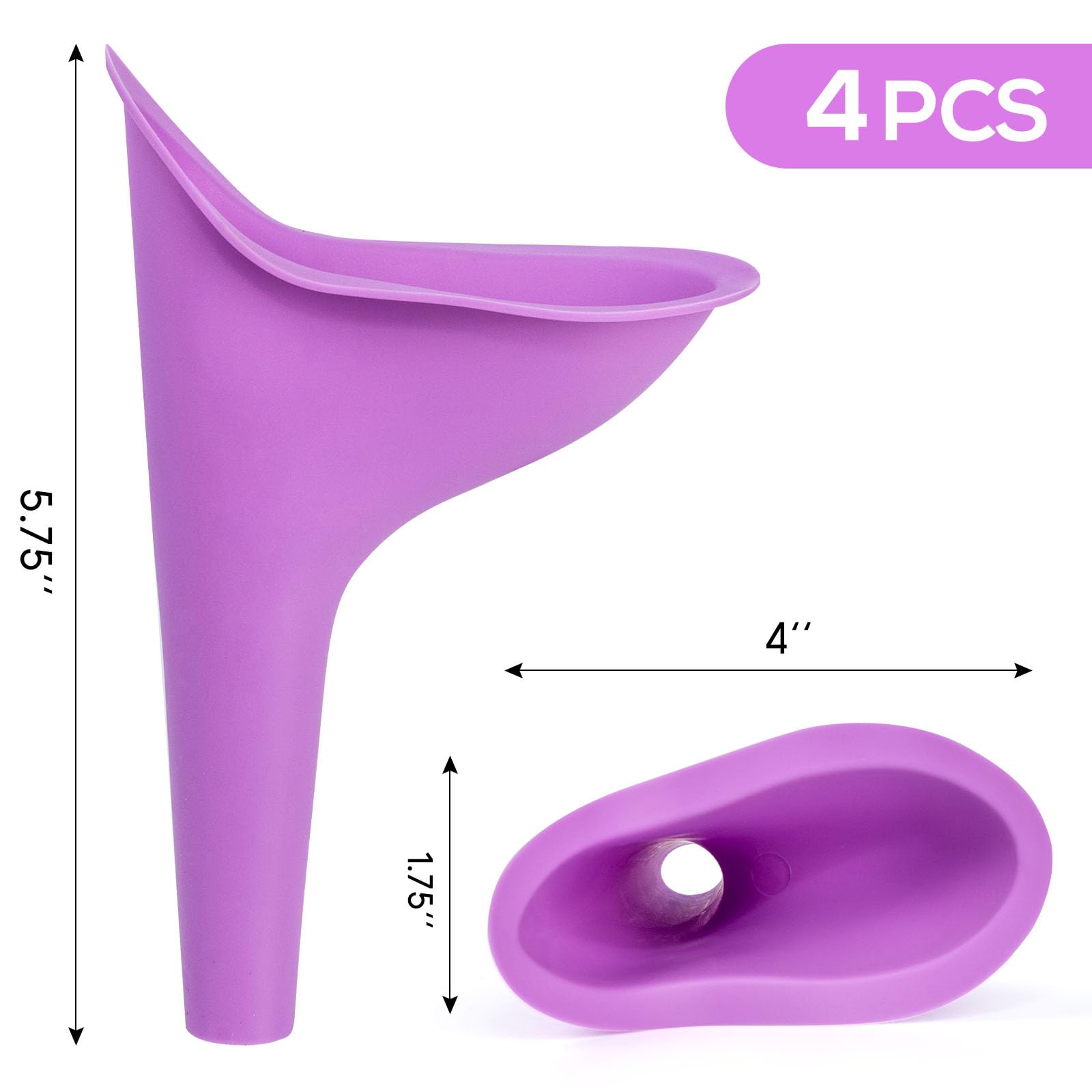 Hakday Urinal For Women, 4Pcs Female Urinal Pee Funnel Portable Urination Device For Camping Travel Hiking Gear Cool Gifts For W