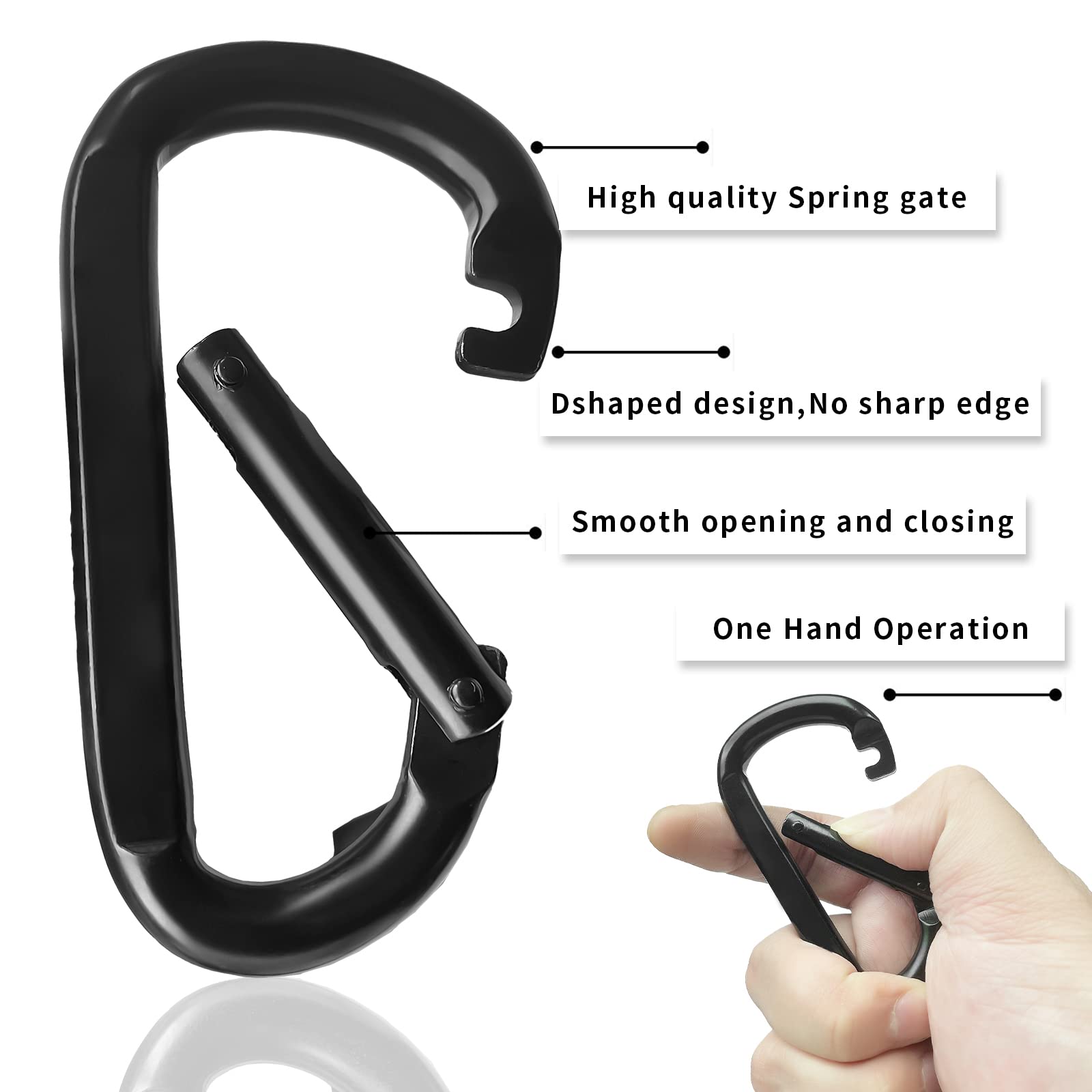 Carabiner Caribeener Clips, 3 Heavy Duty Carabiner For Hammocks, Camping Accessories, Hiking, Keychains, D Shaped Spring Hook Ca