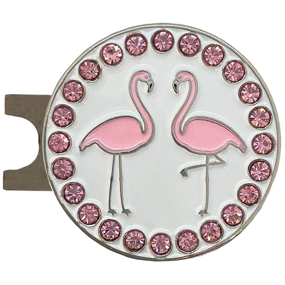 Giggle Golf Bling Golf Ball Marker With A Standard Magnetic Hat Clip  Great Gift For Women (Flamingos)